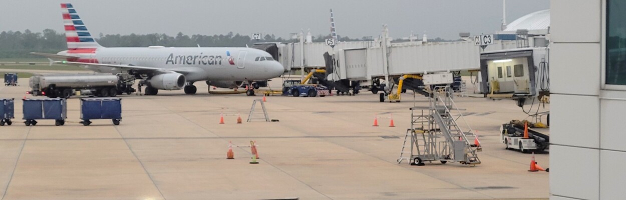 An American Airlines jet is parked at a gate at Jacksonville International Airport on Friday, May 10, 2024. | Dan Scanlan, Jacksonville Today