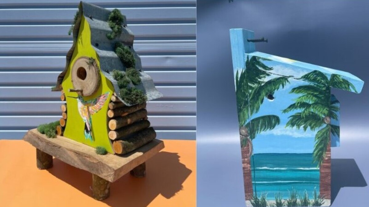 These are some of the custom birdhouses up for grabs as part of Pie in the Sky's For the Birds fundraiser. Proceeds will help fund the group's efforts to deliver healthy food to seniors.