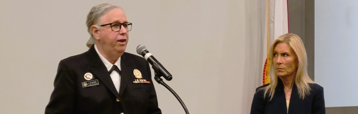 Mayor Donna Deegan listens as Adm. Rachel Levine, assistant secretary of health for the U.S. Department of Health and Human Services, speaks at the Main Library on Monday, June 24, 2024. | Dan Scanlan, Jacksonville Today