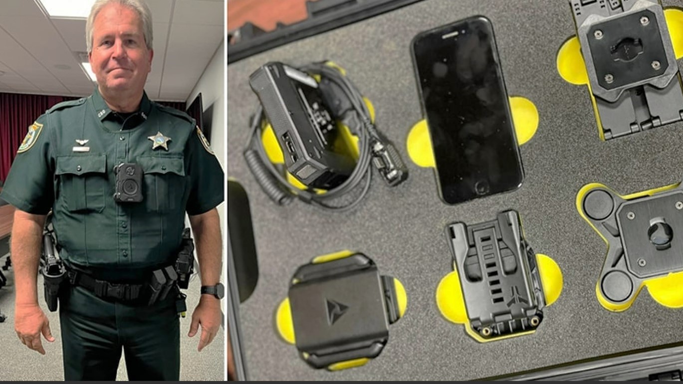 Clay County Deputy Mike White is one of 12 officers testing bodycams in the department. The current unit being tested is an AXON Body 4. | Clay County Sheriff's Office