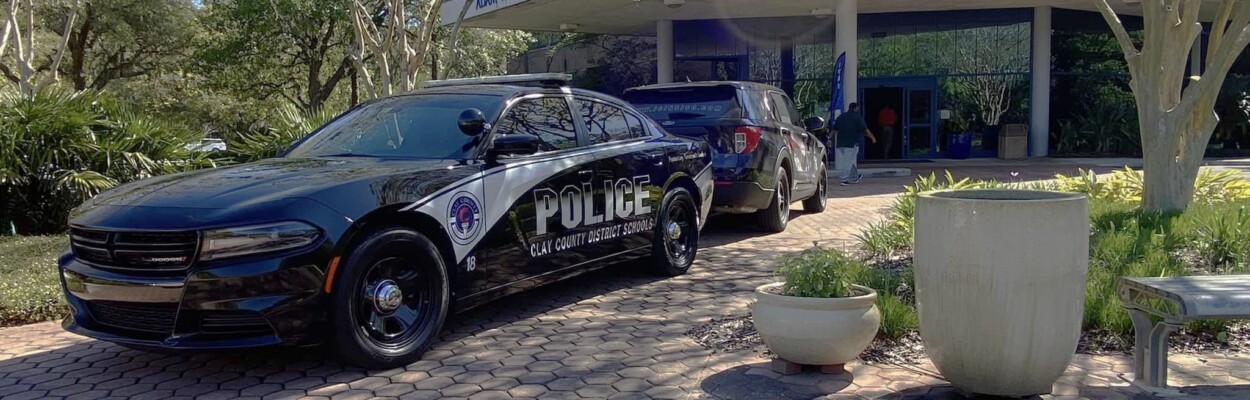 A Clay County school district cruiser is displayed at the University of North Florida. | Clay County District School Police