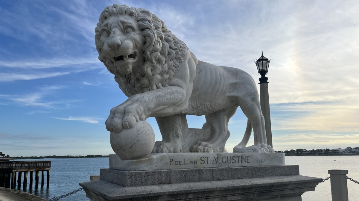 Lion statues guard St. Augustine's iconic Bridge of Lions. | Noah Hertz, Jacksonville Today