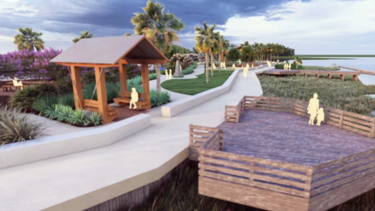 An illustration shows the proposed waterfront park in downtown Fernandina Beach. | News4Jax