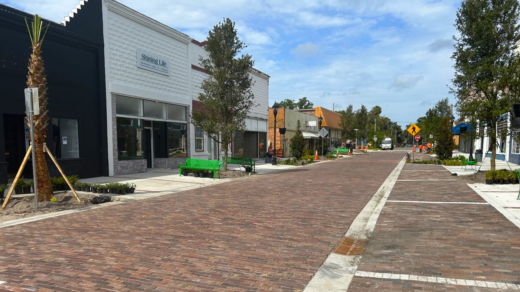 The redesign of Walnut Street in downtown Green Cove Springs shows brick paving and other improvements from Palmetto to Orange Avenue. | City of Green Cove Springs