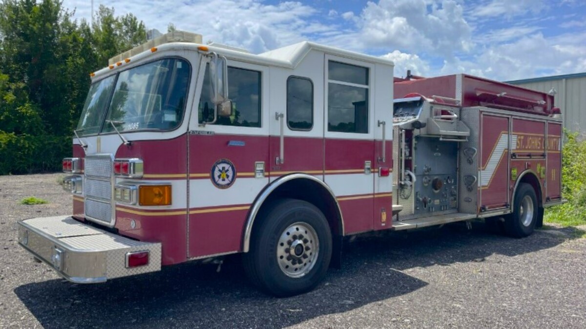 This 2007 Pierce fire truck is part of the surplus property that St. Johns County will auction off Saturday, Aug. 17. 2024. | St. Johns County