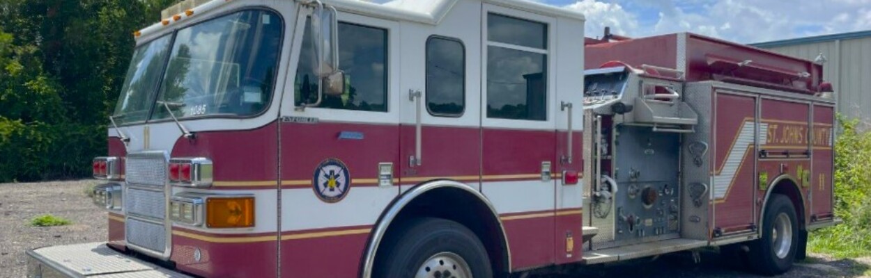 This 2007 Pierce fire truck is part of the surplus property that St. Johns County will auction off Saturday, Aug. 17. 2024. | St. Johns County