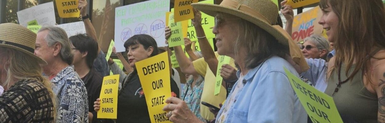 Opponents rallied Tuesday in Tallahassee against a plan to put golf courses, lodges and pickleball courts in state parks. | Jim Turner, News Service of Florida