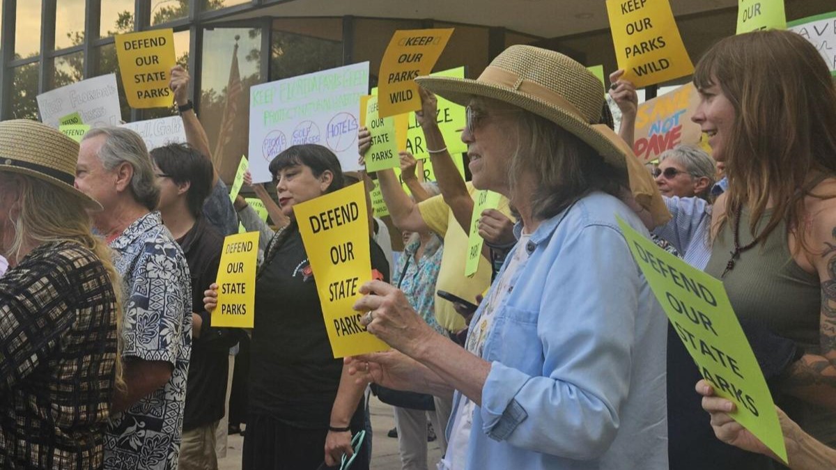 Opponents rallied Tuesday in Tallahassee against a plan to put golf courses, lodges and pickleball courts in state parks. | Jim Turner, News Service of Florida