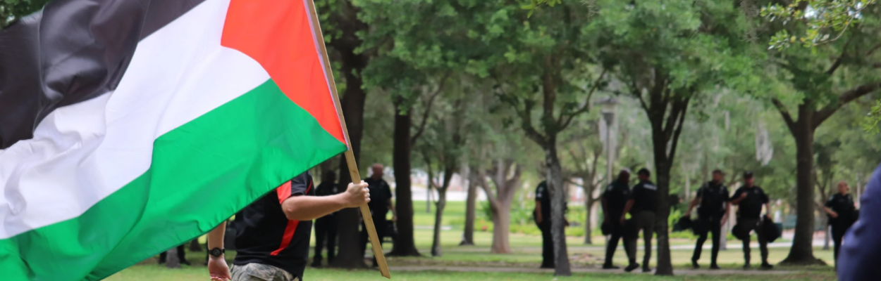 Ten people were arrested April 30, 2024, after law enforcement used tear gas to disperse pro-Palestinian protesters at the University of South Florida in Tampa. | Ari Herrera, WUSF