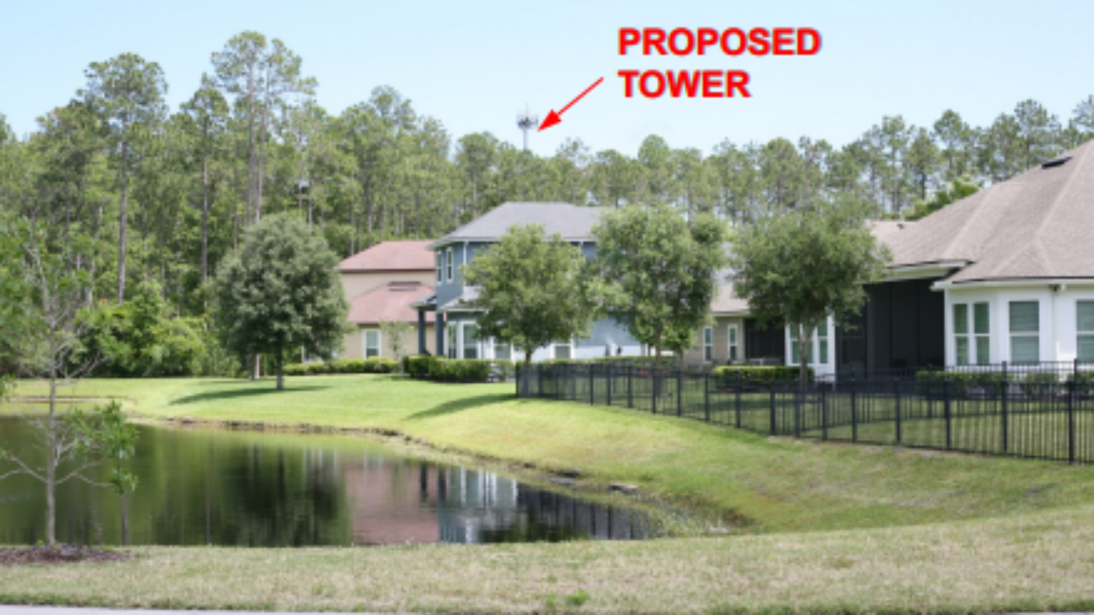 Jacksonville's planning staff is recommending against a new cellphone tower near Nocatee, partly because it would be an eyesore for nearby homeowners. | City of Jacksonville