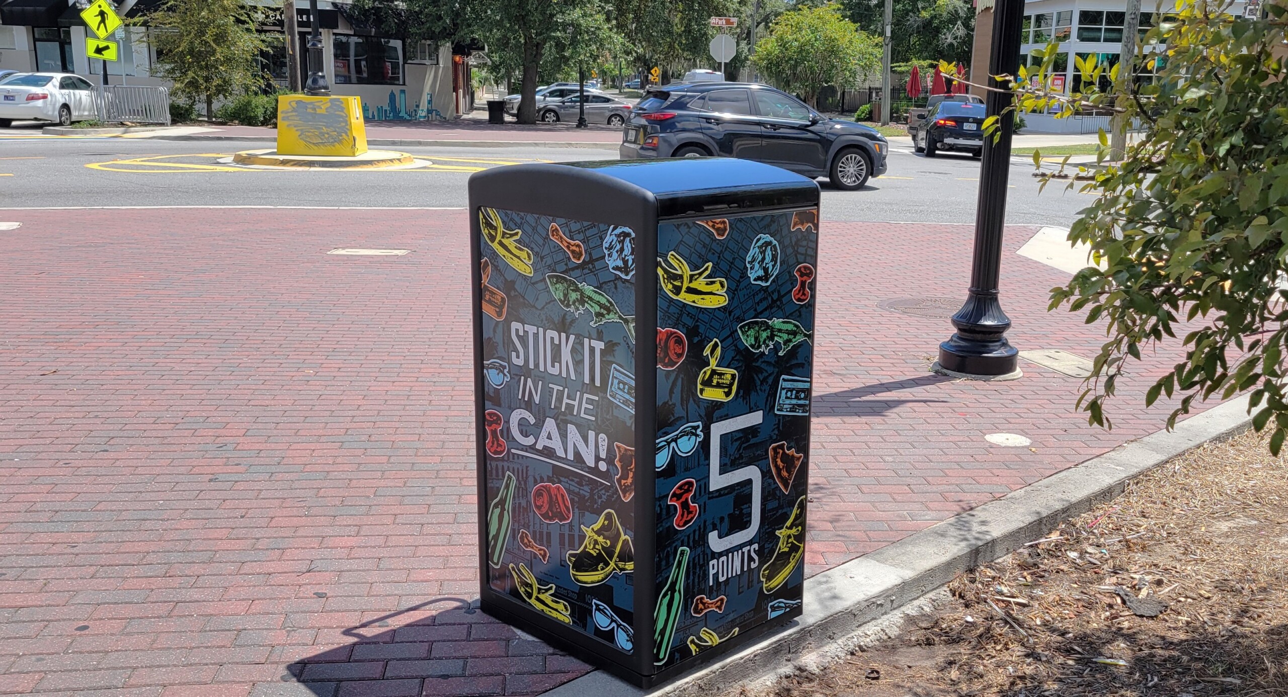 One of the new trash cans stands on Park Street in Five Points. | Dan Scanlan, Jacksonville Today