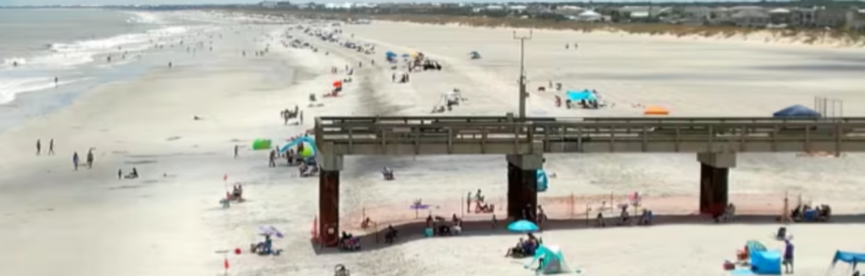 The pillars of the pier are fully exposed after the beach renourishment by the U.S. Army Corps of Engineers. | News4Jax