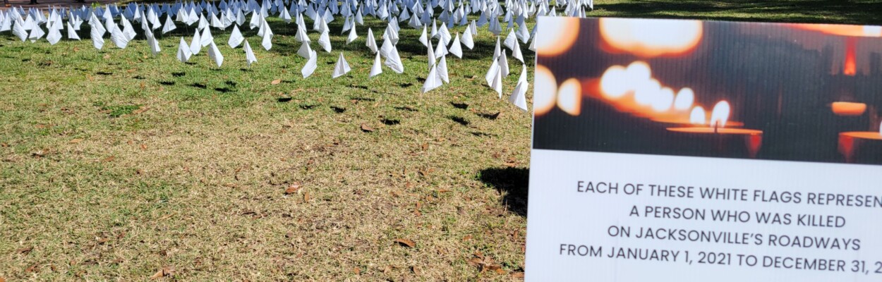 traffic deaths marked by flags