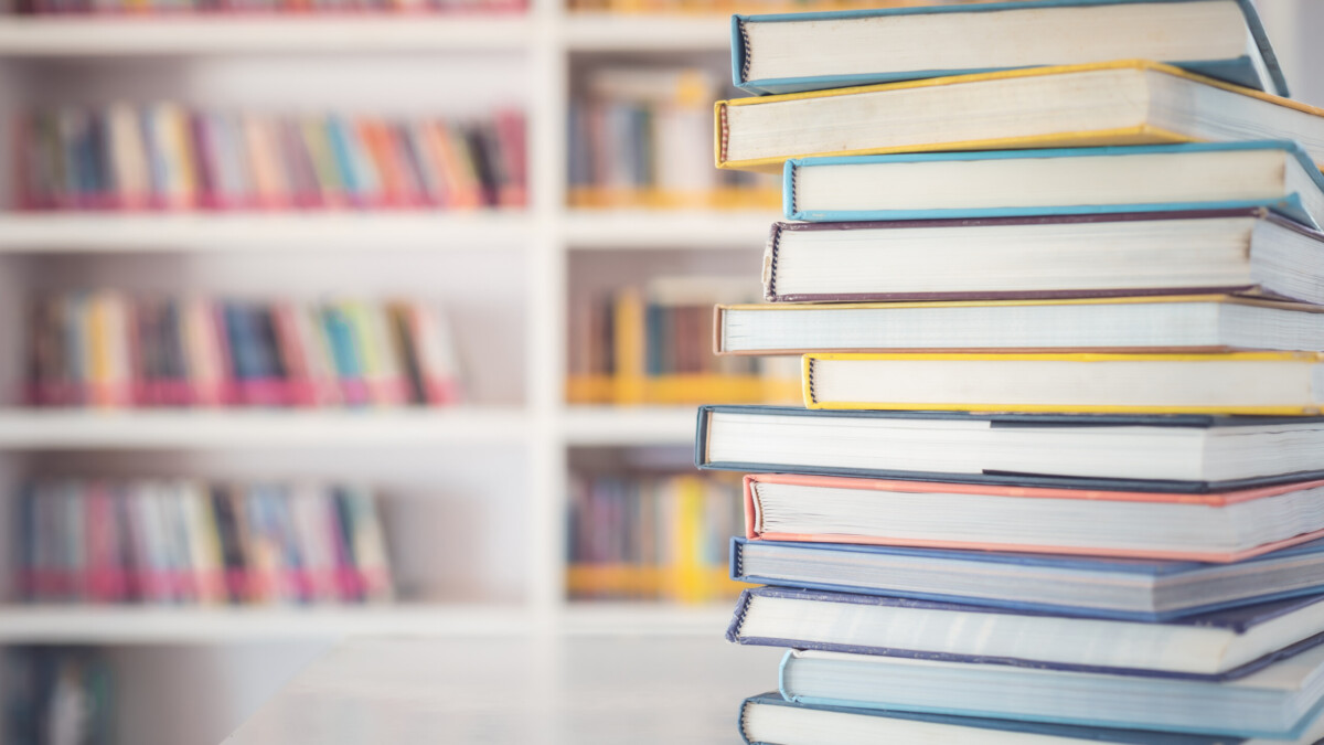 Stacked schoolbooks