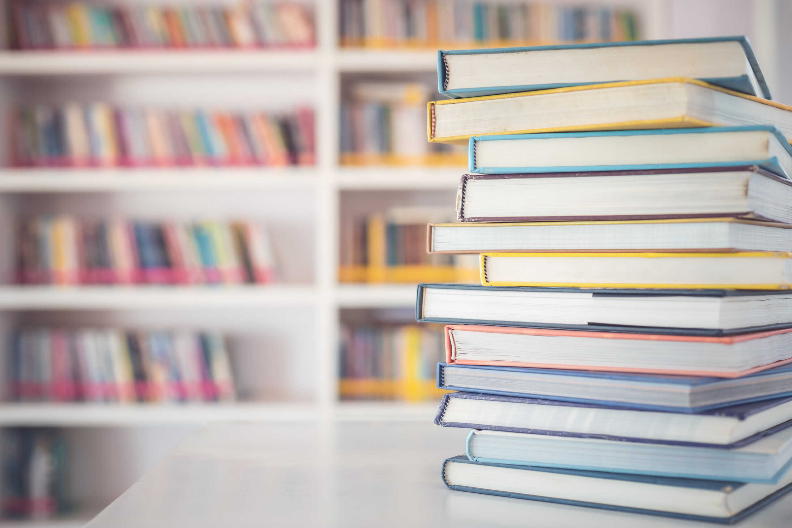 Stacked schoolbooks