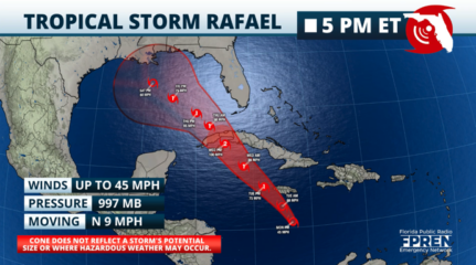 Featured image for “Tropical Storm Rafael forms; watches issued in Florida”