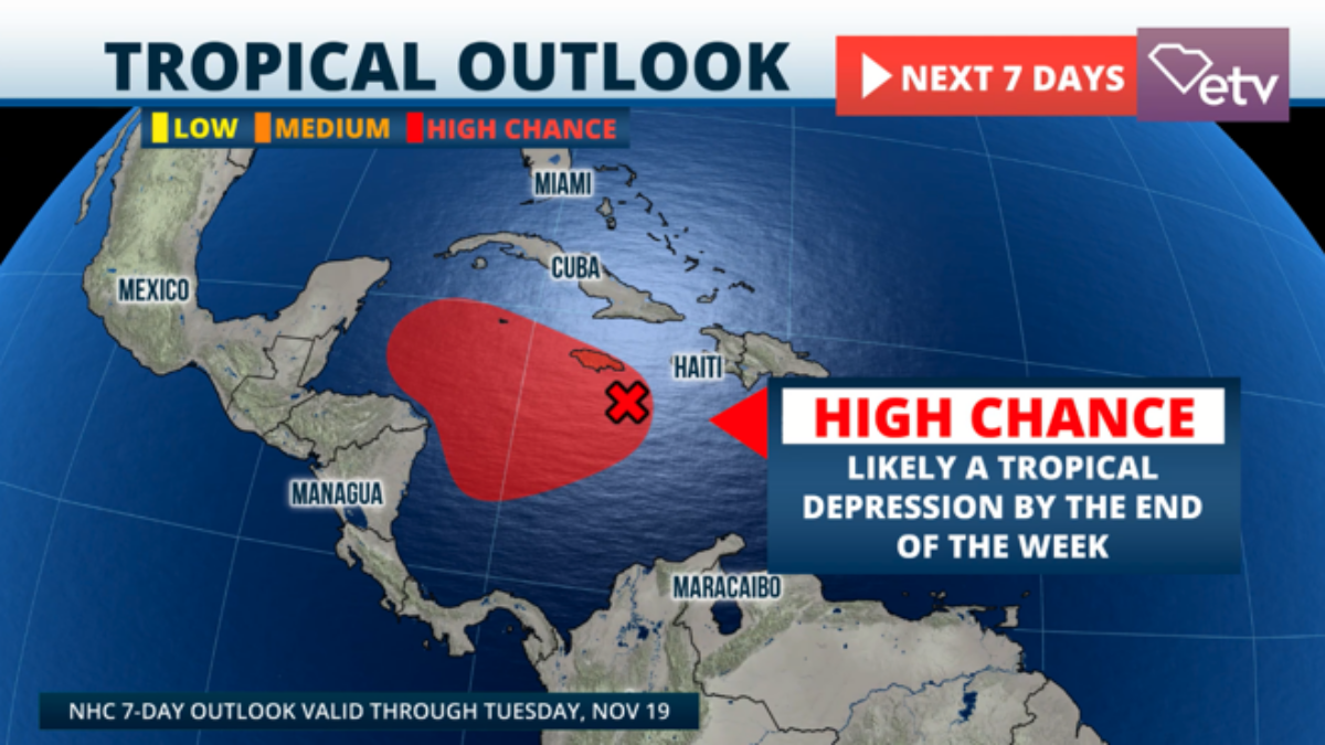 Tropical Storm Sara is likely to form by the weekend.