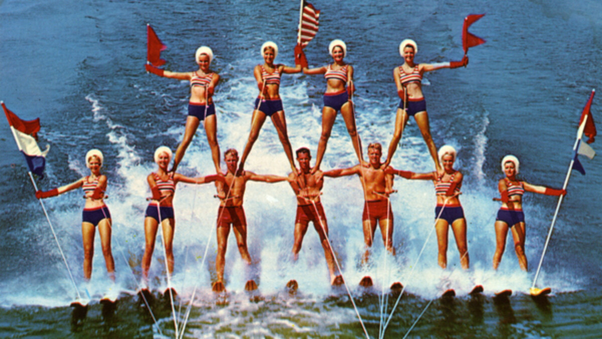 A water ski show demonstration