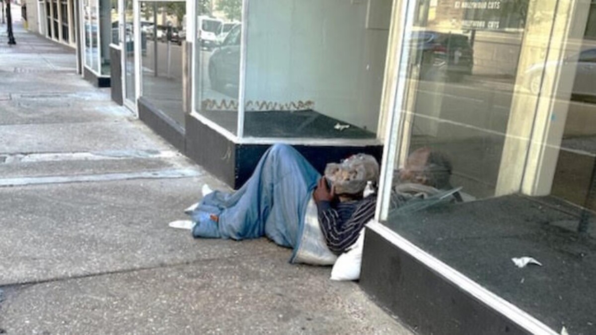 Homeless men sleeping