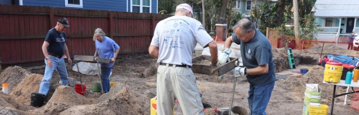 Archaeologists dig at the fort site.