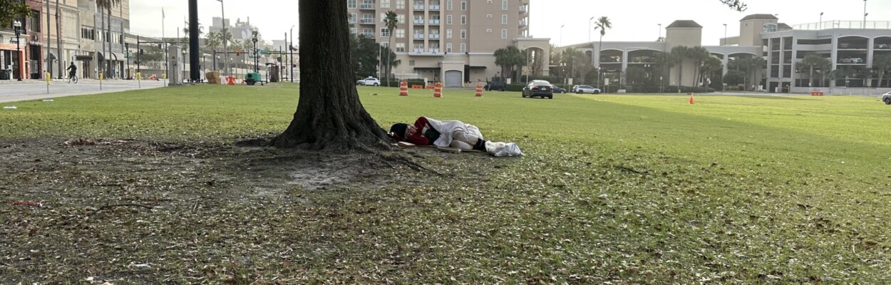 Homeless person sleeping in Jacksonville.