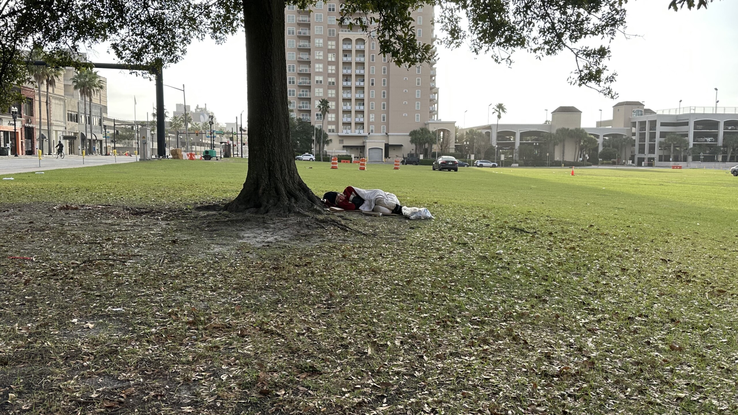 Homeless person sleeping in Jacksonville.