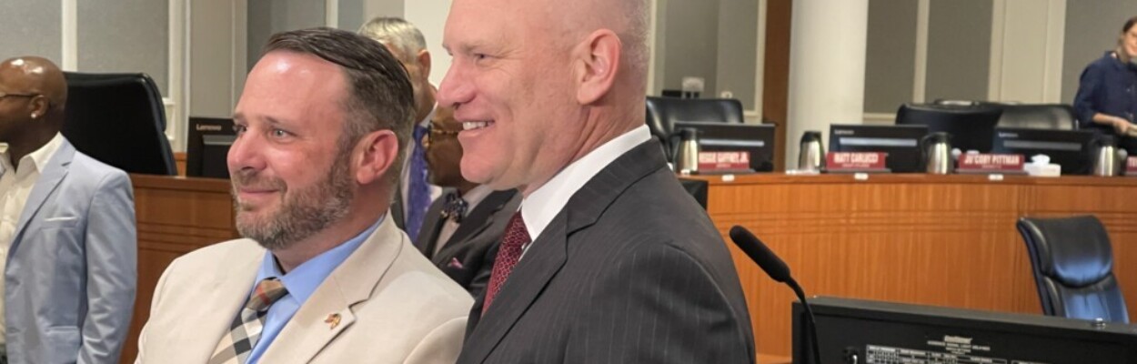 Jacksonville City Council President-designate Kevin Carrico, left, and Vice President-designate Nick Howland