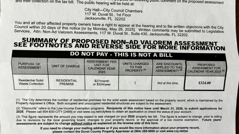 Featured image for “Jax Council finalizes city’s first garbage fee increase since 2010”