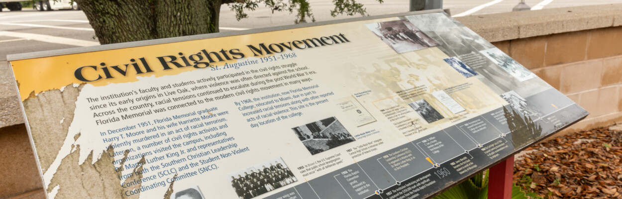 A historical display stands at the future site of the Florida Museum of Black History in West Augustine.