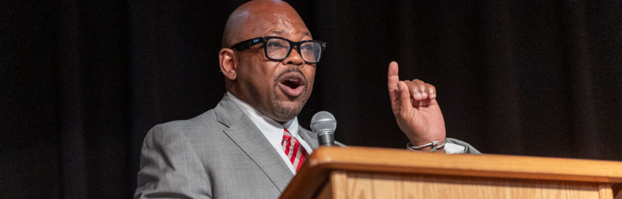 ISC Jacksonville CEO Irvin "Pedro" Cohen speaking at Raines High