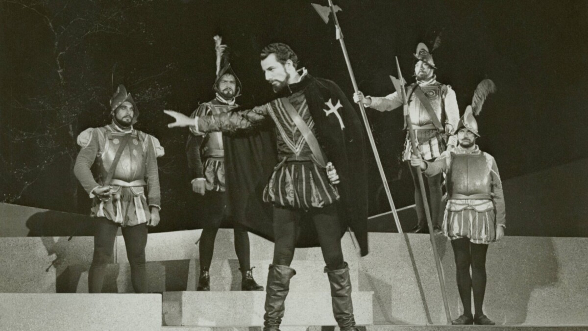 A scene from the play Cross and Swore on stage.