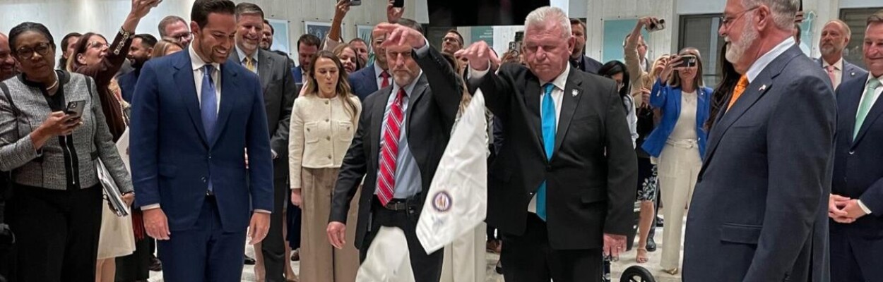 Hanky drop signifying the end of the legislative session.