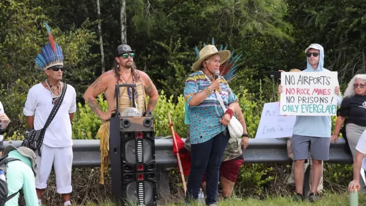 People protesting with signs