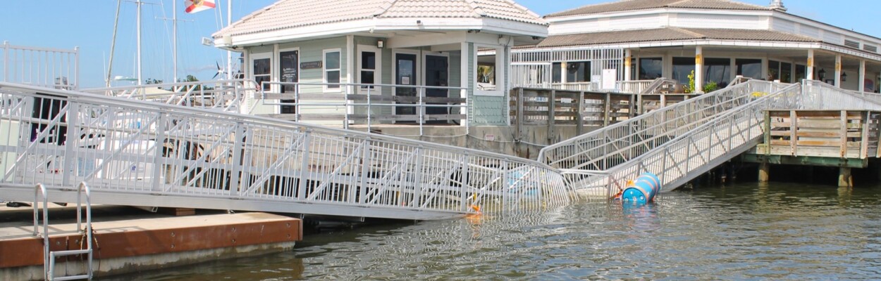 Collapsed gangway in Fernandina Beach