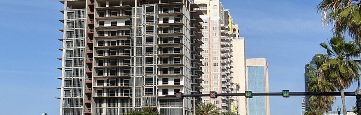 The unfinish Berkman II condo building.