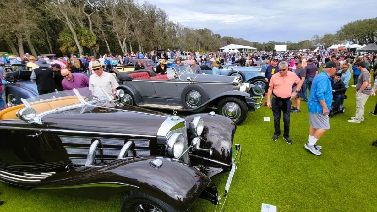 Crowds look at cars at The Amelia Concours d'Elegance last year.