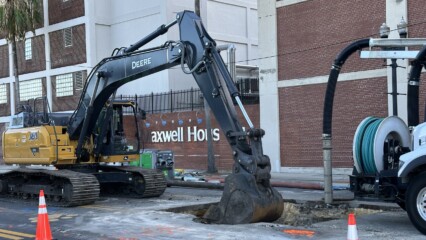 Featured image for “Sewer main break caves in part of Bay Street in Downtown Jacksonville”