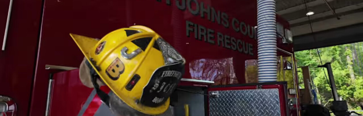 A St. Johns County fire helmet