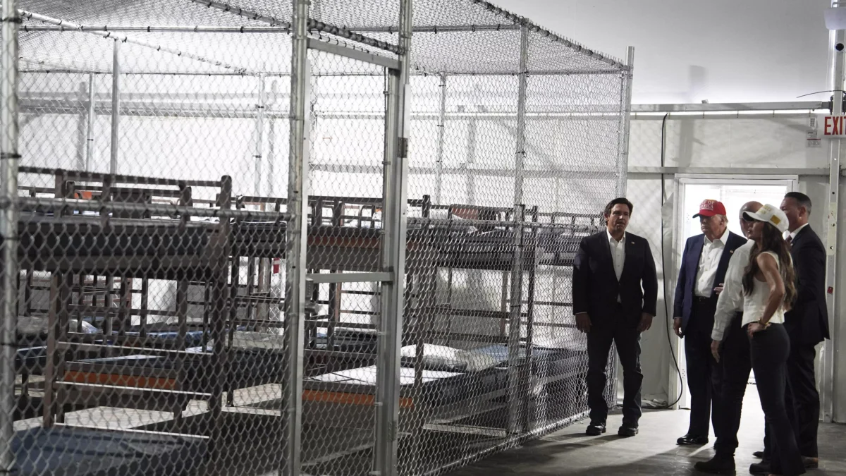 President Donald Trump, Gov. Ron DeSantis and Homeland Security Secretary Kristi Noem touring "Alligator Alcatraz."
