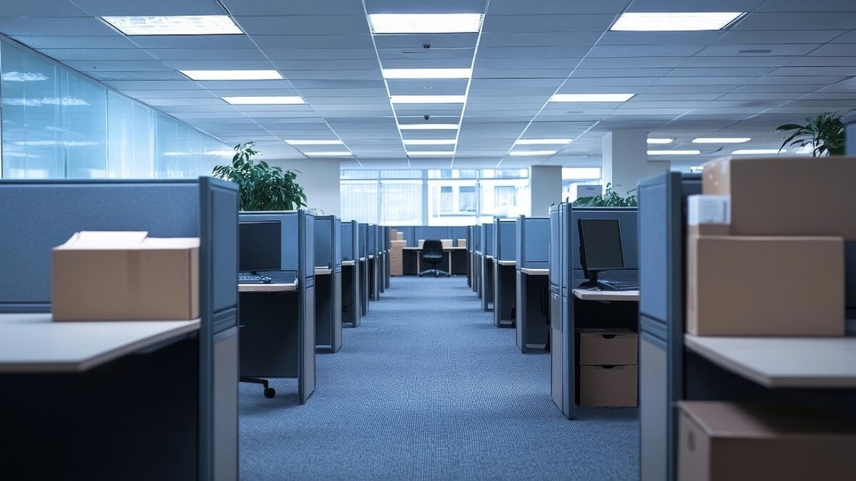 Empty cubicles in office