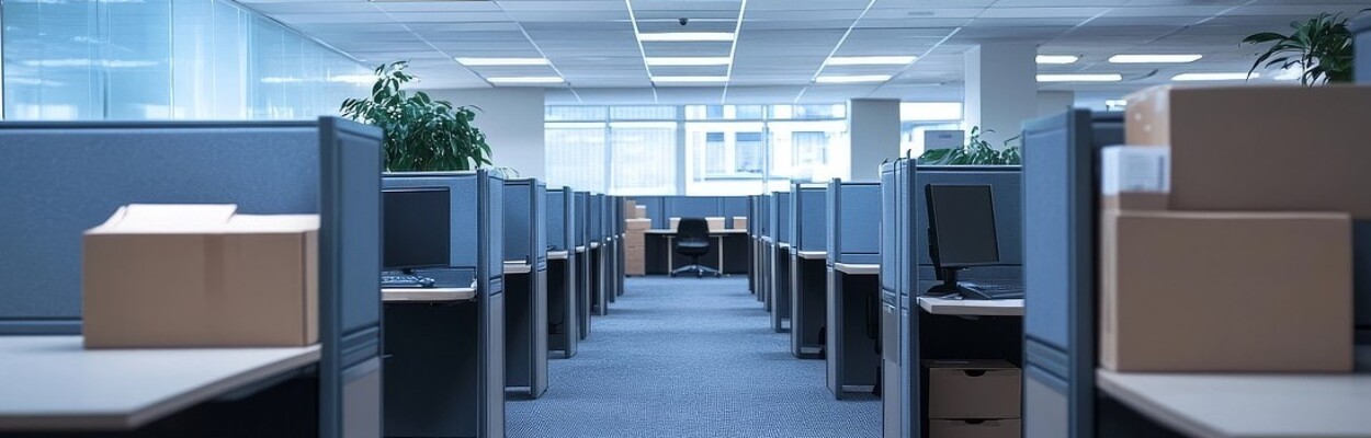 Empty cubicles in office