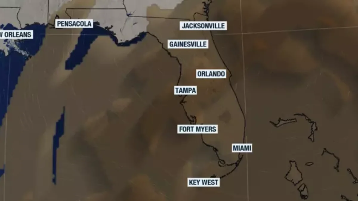Map shows Saharan dust blanketing Florida