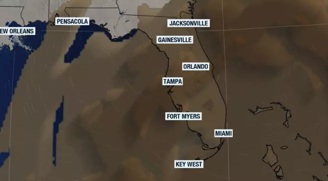 Map shows Saharan dust blanketing Florida
