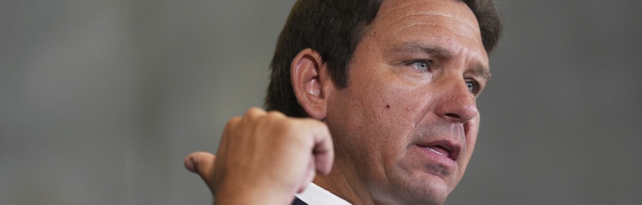 Gov. Ron DeSantis speaking about immigration