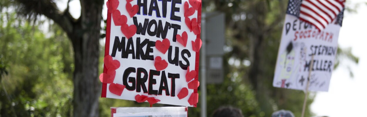 Protester outside Alligator Alcatraz