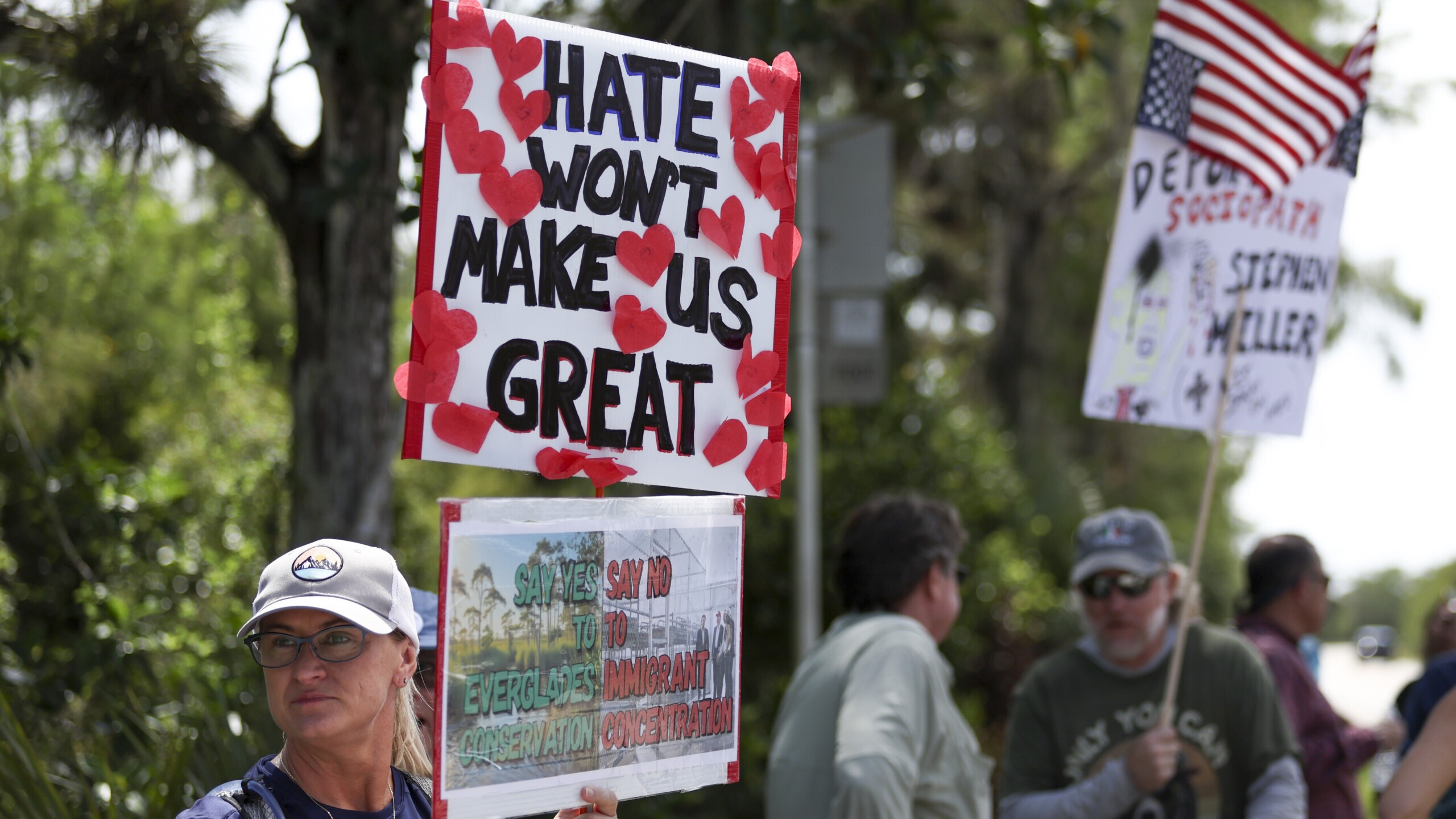 Protester outside Alligator Alcatraz