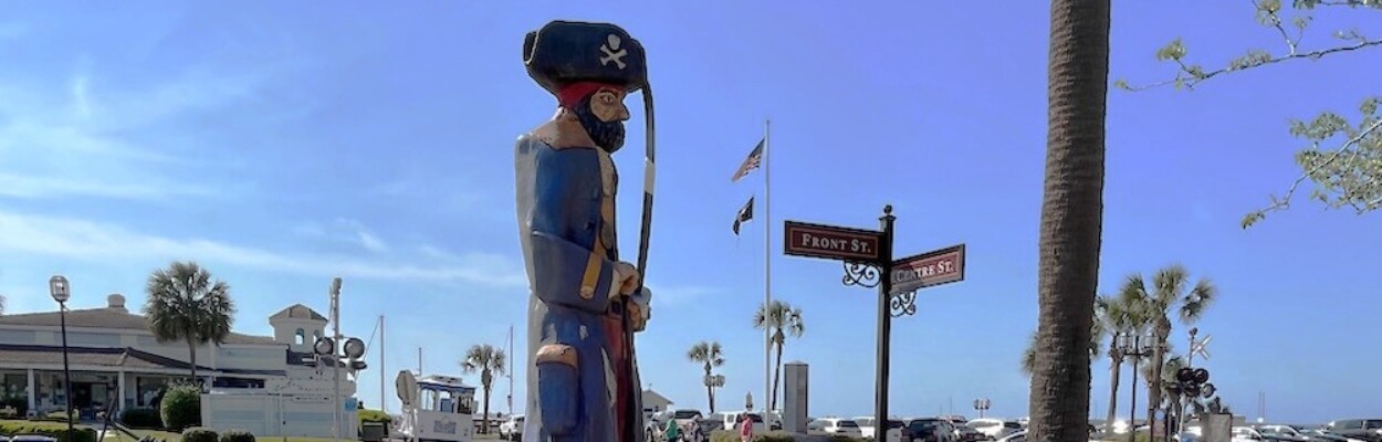 The Peg Leg Pete statue stands at 102 Centre St. in Fernandina Beach.