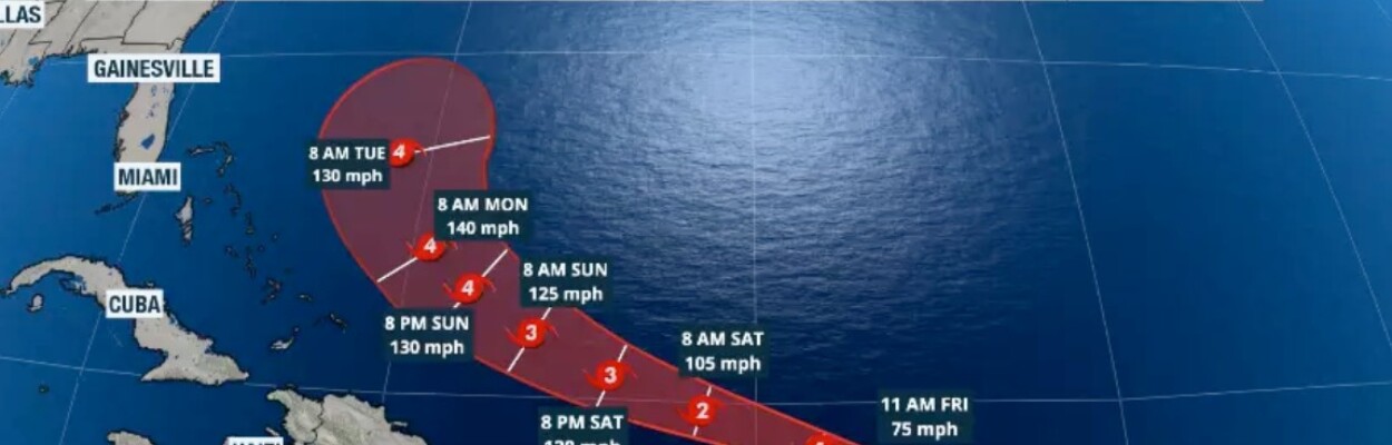The forecast cone released by the National Hurricane Center at 11 a.m. Friday.
