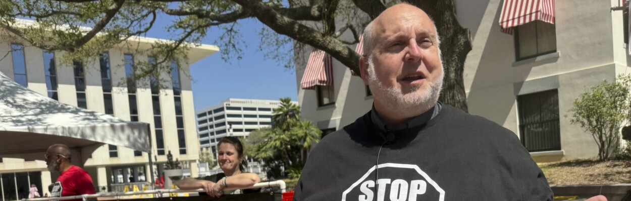 Death penalty opponent speaking outside Florida Capitol