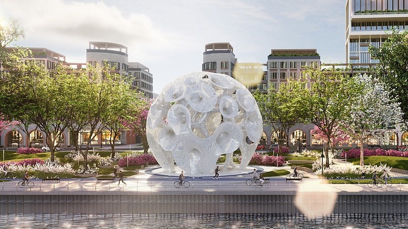 Featured image for “Sculpture called The Pearl is rising at RiversEdge”
